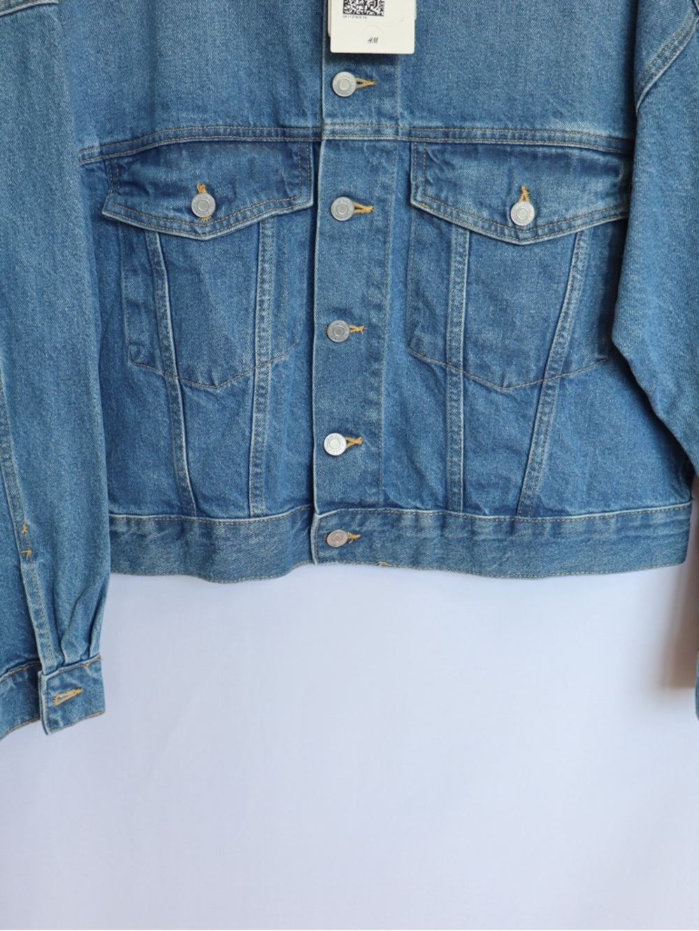 H&M 90s Denim Jacket NWT Women’s Small Blue Cropped Jean Jacket - Picture 4 of 10
